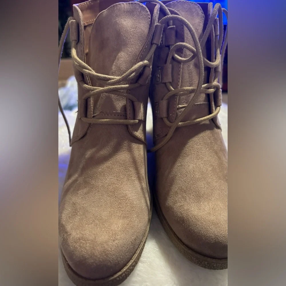 Lace Up Wedge Heel Bootie (Style &CO) -Size 7